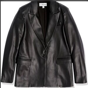 The Drop Anouk Faux Leather Single Button Oversized Blazer Black XL New W/ Tags‎